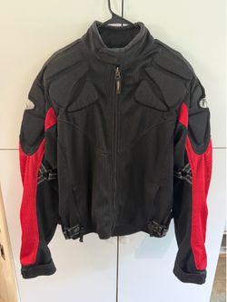 Fieldsheer XL Armored Mesh Motorcycle Riding Jacket – CE Protection – Black/Red