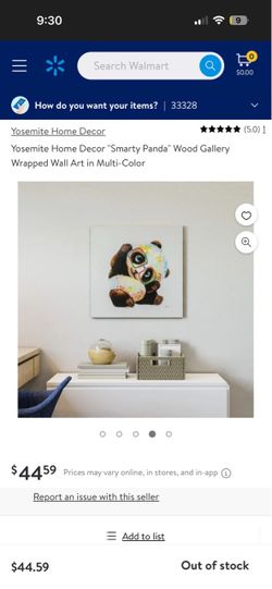 "Smarty Panda" Wood Gallery Wrapped Wall Art in Multi-Color - See My Other Items 😎