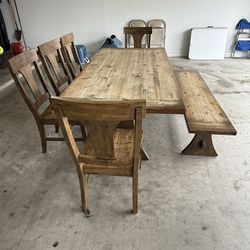 Dining Table, 5 Chairs And Bench