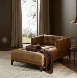 Four Hands Top Grain Leather Dylan Chaise Lounge Chair - $2,599 Retail - New in Box