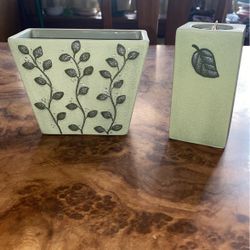 Partylite Meadow Breeze Vase & Green Ivy Candle Holder