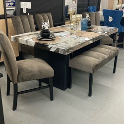 $799 FAUX MARBLE 6PCS DINING SET