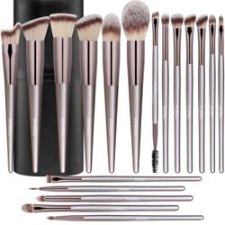 BS-MALL Makeup Brush Set 18 Pcs Premium Synthetic Foundation Powder Concealers Eye shadows Blush Makeup Brushes with black case (Champagne Gold)