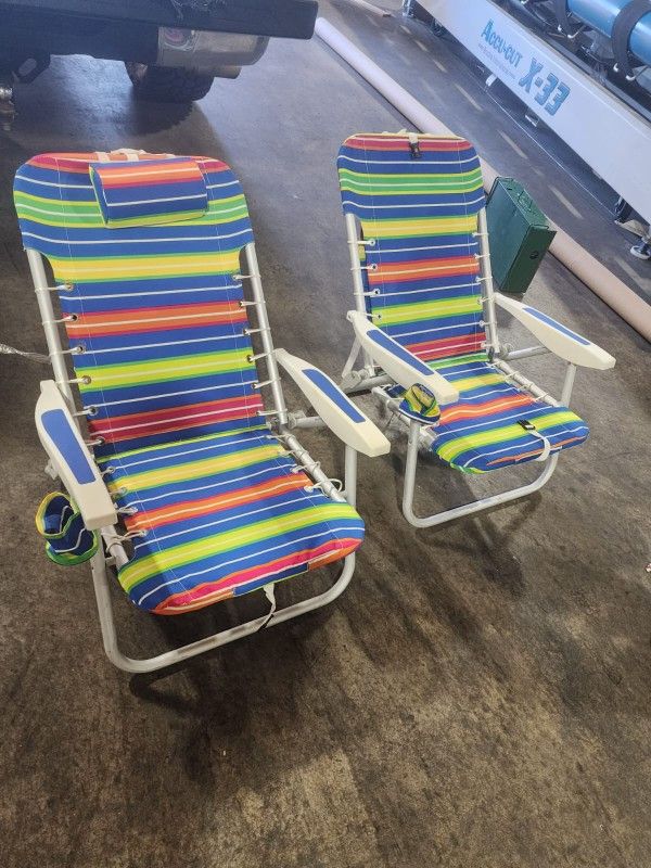 Piece Folding Beach Chair with Phone and Cup Holder Lightweight