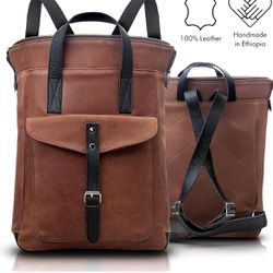 ORNA'S LEATHER ART | Mini SWAN Everyday leather backpack for Women. Brown 