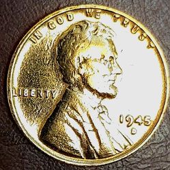 1945-D DDO Wheat Penny Thick Numbers And Liberty 