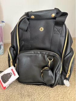 Huggies Signature Hug Pack Diaper Backpack - Black Leather - Brand New