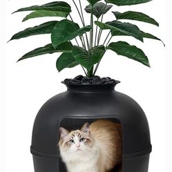 Cat Hidden Litter Box Faux Plant