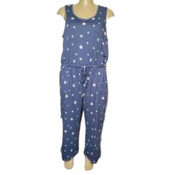 Muk Luks 2X Jumpsuit Casual Pants Sleeveless Blue Stars