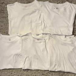 Set Of 5 Hanes Men’s Size S White Crew Neck Short Sleeve T-Shirts 