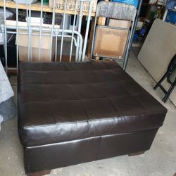 Large Faux Leather Ottoman Dark Brown