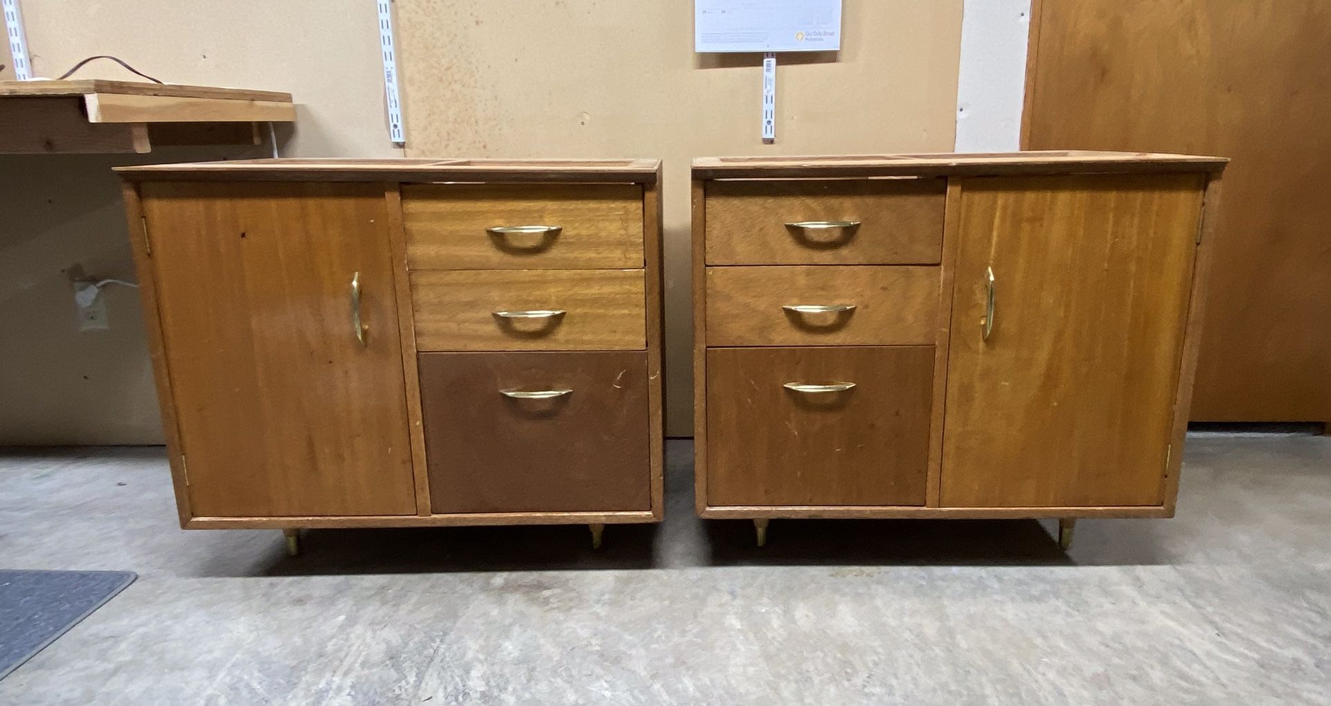 TWO OLD WOODEN CABINETS $50