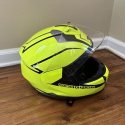 XL Scorpion Exo-900x Hi-viz Modular Motorcycle Helmet Tinted drop-down Visor