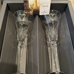 Gorgeous and flawless Waterford Crystal Toasting Flutes