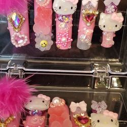 New $120 Hello Kitty Acrylic NAILS 💅  Press ON Comes With Glue Watches $25 Each