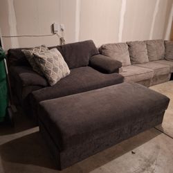 Oversized Loveseat With Matching Pillows And Large Ottoman