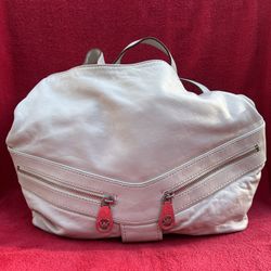 Used Michael Kors  "JAMESPORT" Shoulderbag Tote  Purse White Leather Handbag