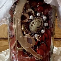 Vintage And Modern Mystery Jewelry Necklaces  Jar Red/orange Tone All Wearable