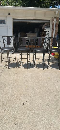 4 Beautiful, Modern Metal And Black, Leather Bar Stores