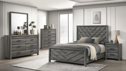 Denver Full 4 PC Bedroom Set in Gray