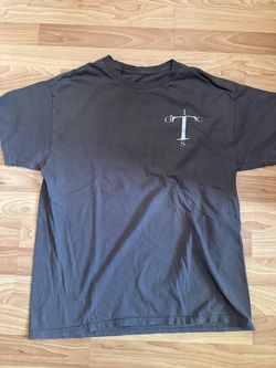 Men's L Black Cotton Knit Short Sleeve Crew Neck T-Shirt w/ Logo Graphic
