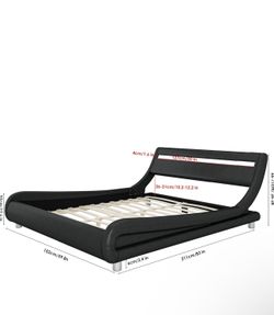 Queen Size Faux Leather Wave-Like Bed Frame W/ Mattress!