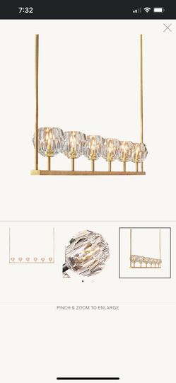Restoration hardware Brand New BOULE DE CRISTAL CLEAR GLASS LINEAR CHANDELIER 60"