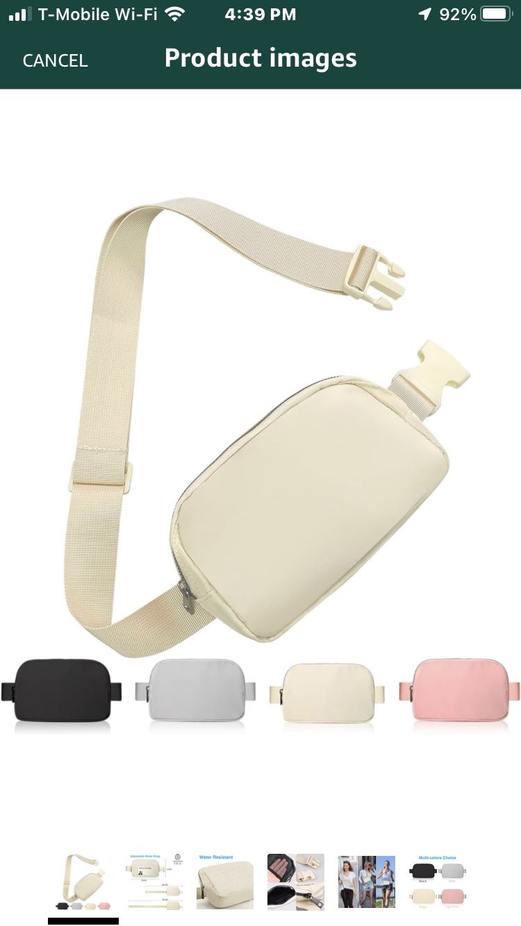 PONRAY Belt Bag for Women Men, Fashion Fanny Pack Waist Bag with Adjustable Strap for Travel Walking Running Hiking Cycling, Beige
