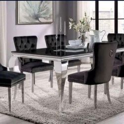 🔥🔥🔥 Brand New Black Upscale 7pc Dining Table Set🔥🔥🔥