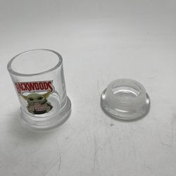Backward small glass jar