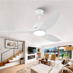 52” White ceiling fan with light and remote