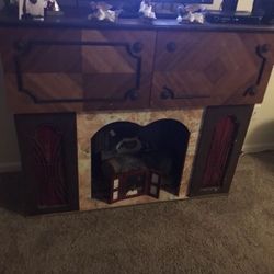 Vintage entertainment center 8 track record player revolving bar