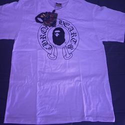 White Chrome Heart Bape Shirt 
