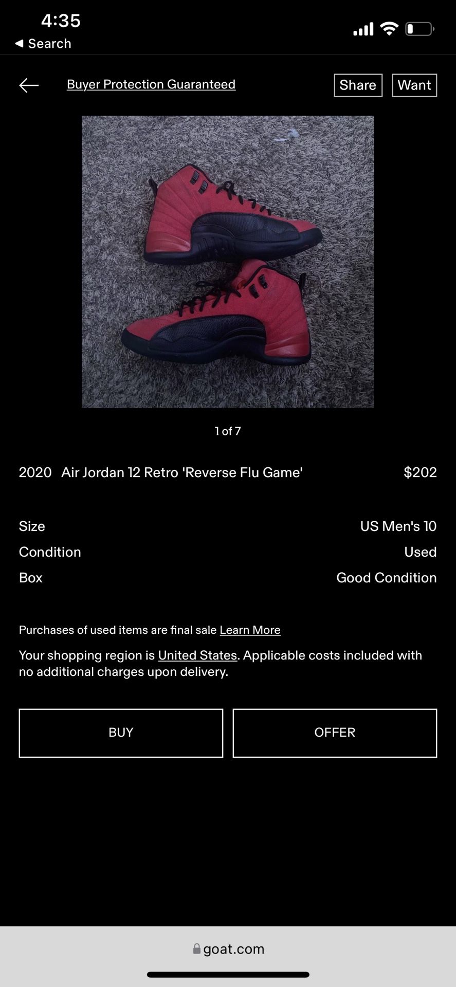 VARSITY RED/BLACK JORDAN 12'z