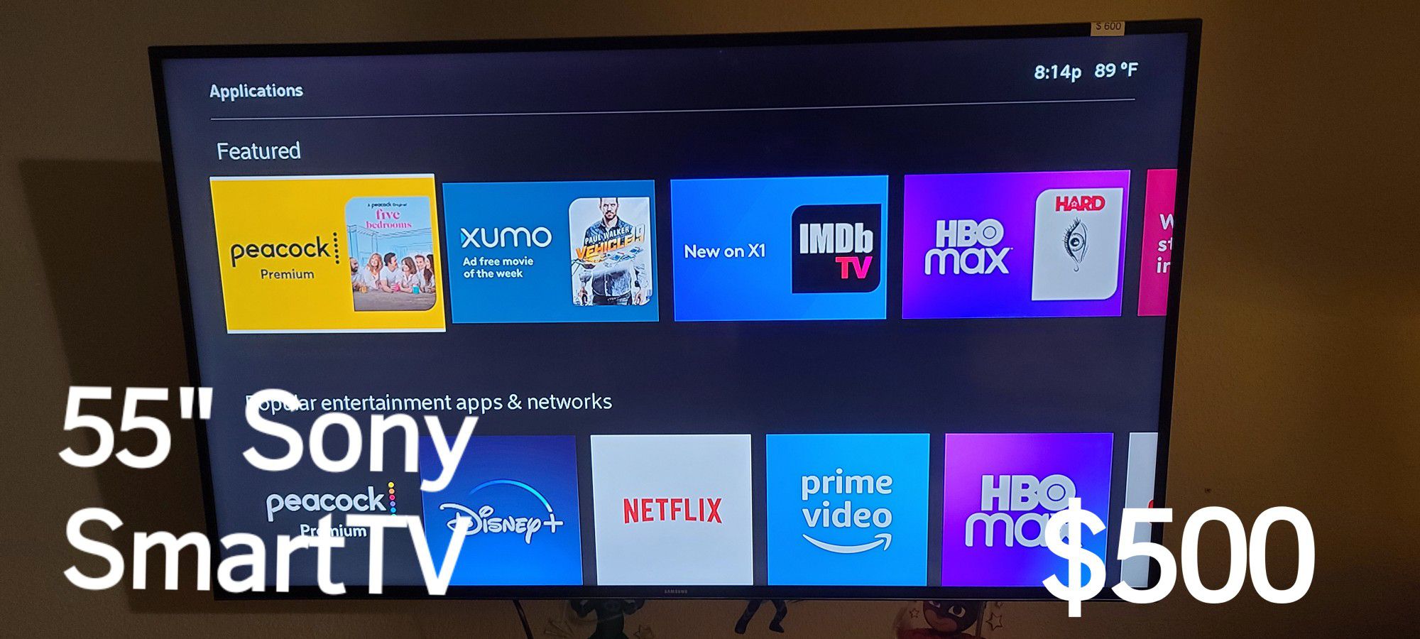 55 Inch Samsung Smart TV with mount