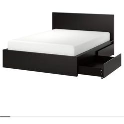 IKEA Black Malm Bed Set (Storage Bed)