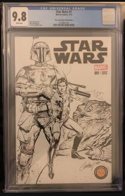 Star Wars #1, J. Scott Campbell sketch cover, Cargo Hold exclusive, Marvel, 2015-CGC 9.8