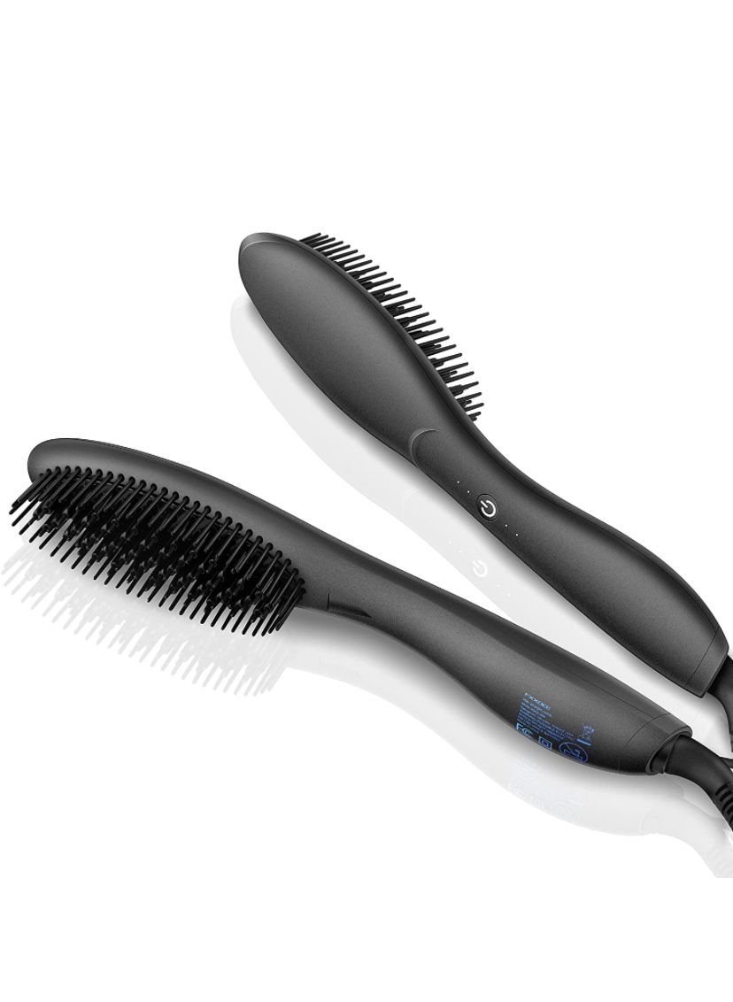 Hair Straightener Brush, Anion Straightener Comb,15S, Fast Heating, Grip Hair Strongly, Anti-Scald Design,Dual Voltage, with Travelling Bag.
