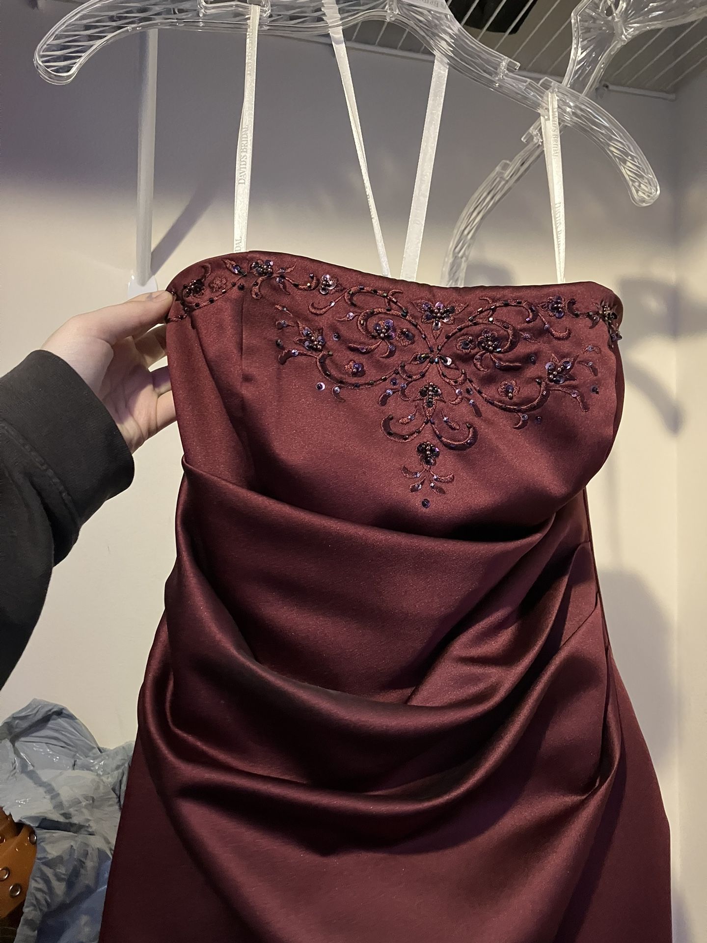 maroon/wine brides maid dress