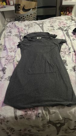 Gray T-Shirt Dress with Front Pocket