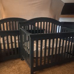 Matching Adjustable Twin Cribs (2)