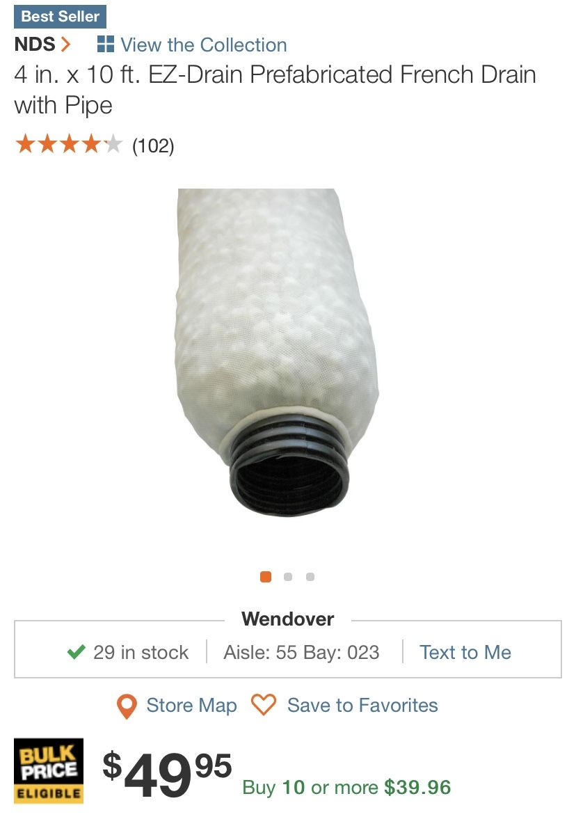 4 in. x 10 ft. EZ-Drain Prefabricated French Drain with Pipe