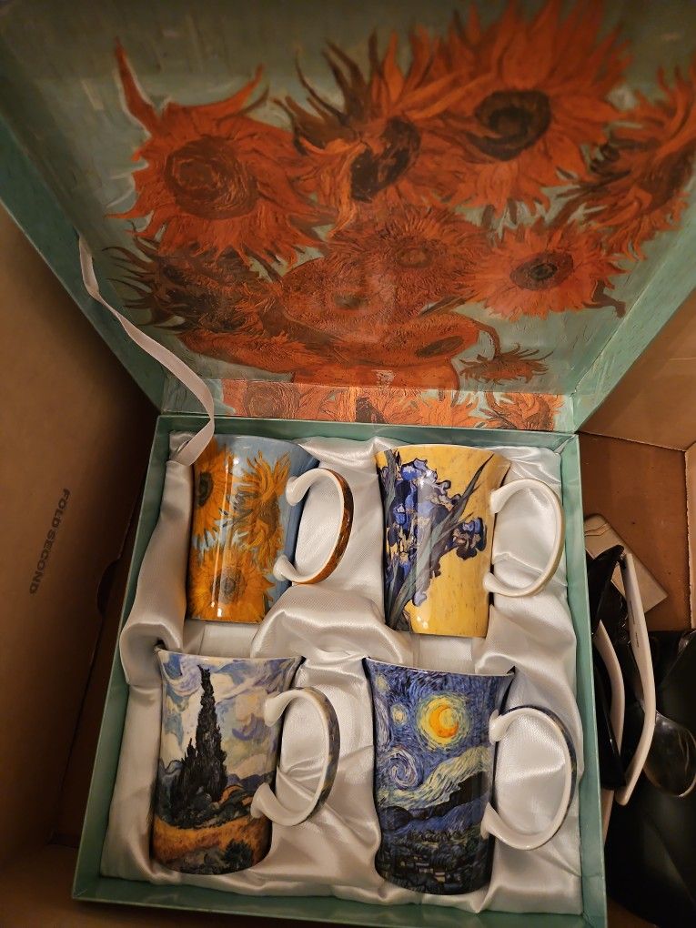 McIntosh Vincent van Gogh Classics 4 Piece Mug Set, New /Open Box