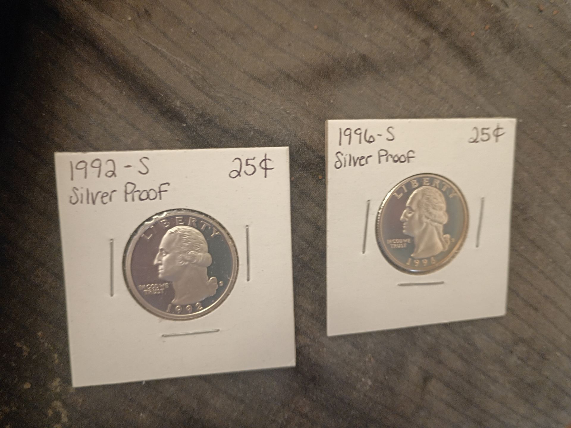1992 S and 1996 S silver quarters