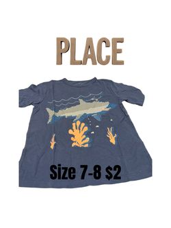 The Children's Place Boys Shark Graphic Tee Size 7-8 great condition 💖💖042426 M19