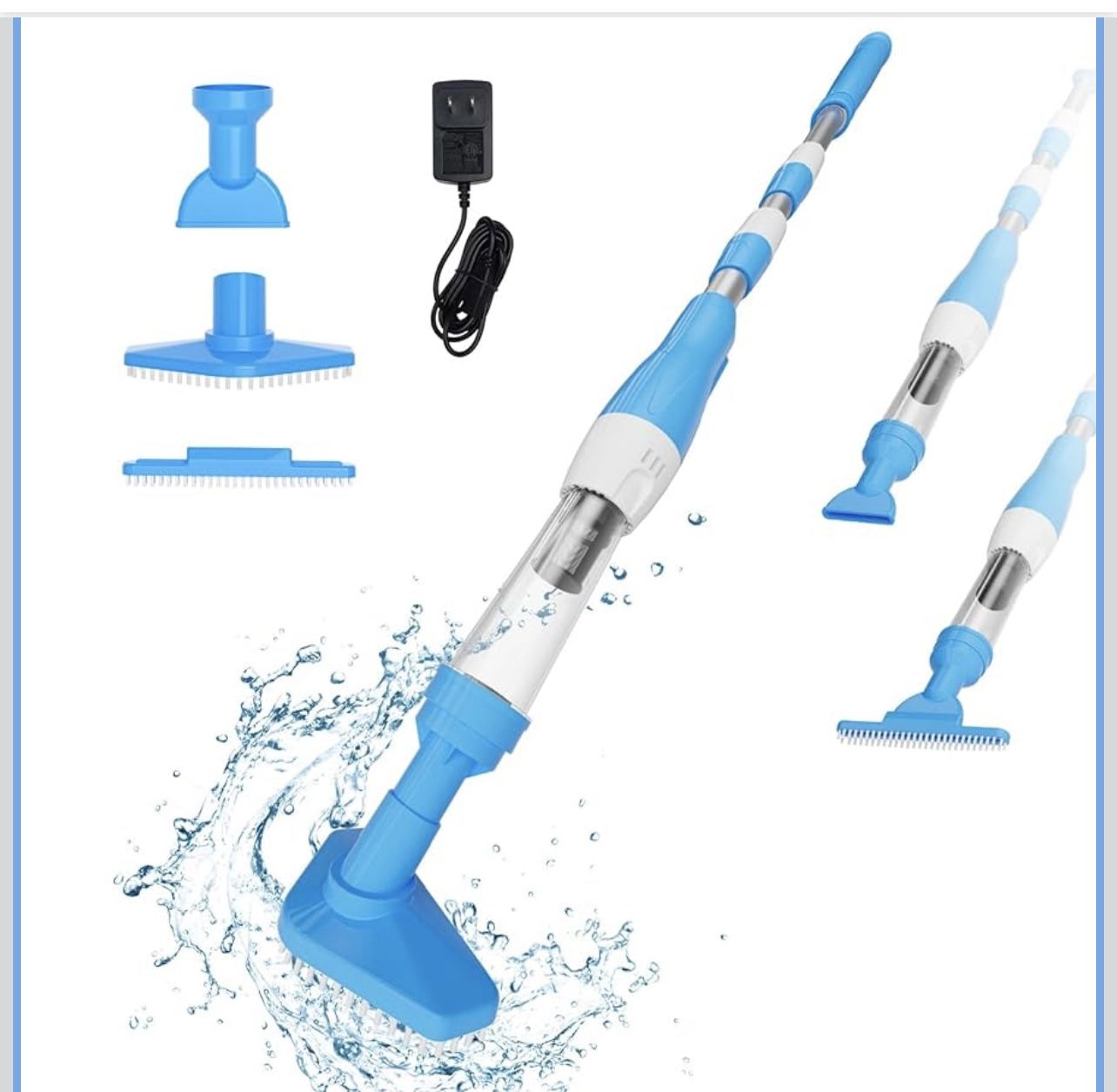 YSMJ Cordless Rechargeable Pool Vacuum, Handheld Pool Cleaner Ideal for Spas, Hot Tubs and Small Pools for Sand and Debris Blue