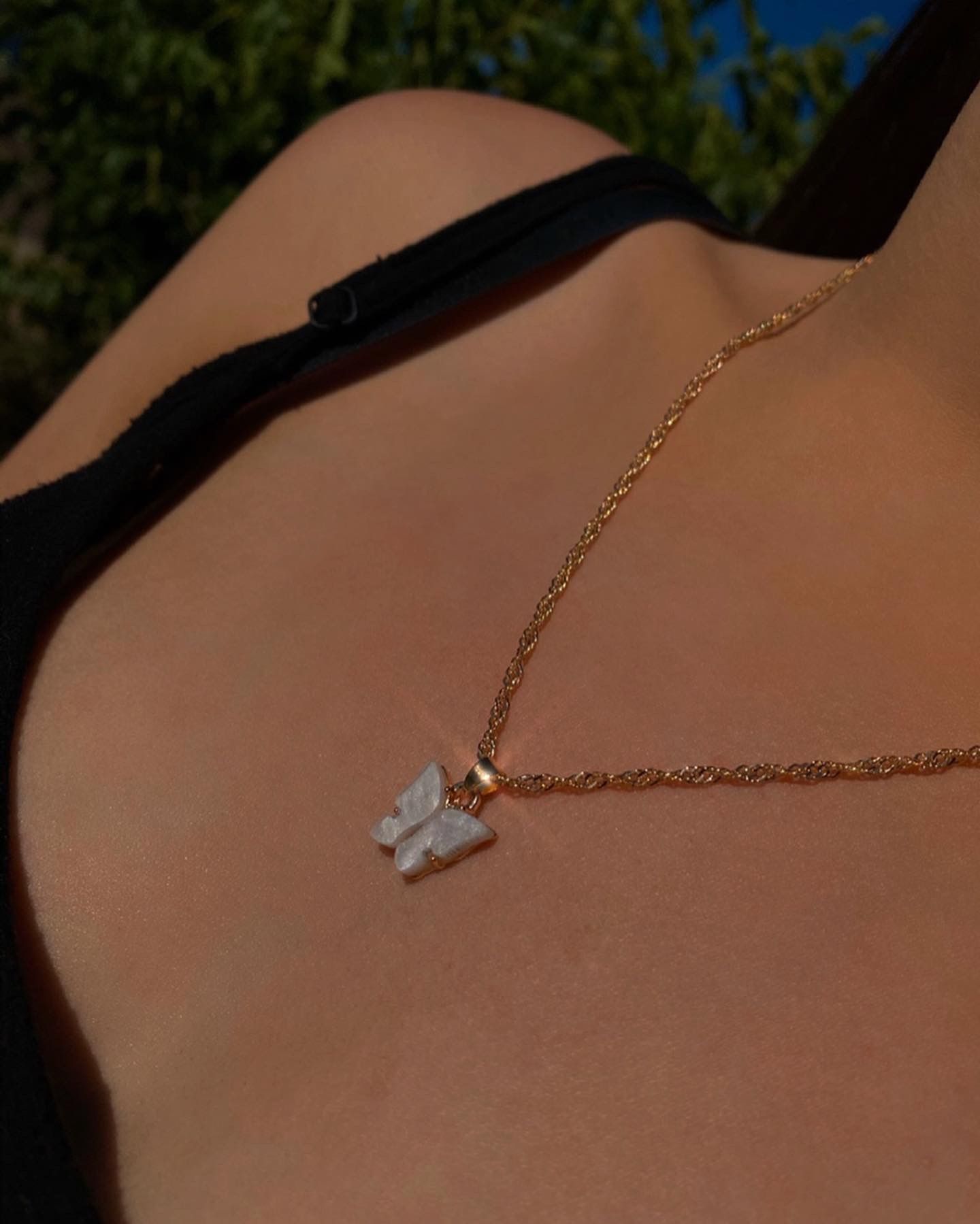 White Butterfly Necklace