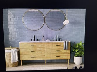 Stockholm 72” Double Sink Bathroom Vanity White Cultured Stone Countertop