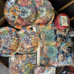 Brand New In Packaging, Dragon Ball, Z, Anime Birthday Party Plate, Napkins, Tablecloth, Streamers, Balloon, Weight