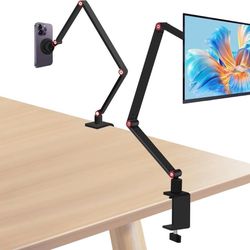 new Powerful Magnetic Desk Mount with Long-Lasting Hold， 360° Rotating Base Portable Monitor Holder， for 4.7-16 Inch iPad，Galaxy， Works with 99% of Ta